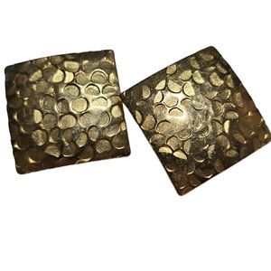 80s Hammered Gold Tone Metal Earrings